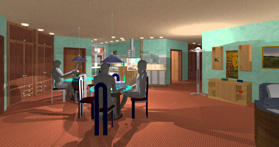 09 Wohngruppe West, Wohn-und Esszimmer, abends.jpg